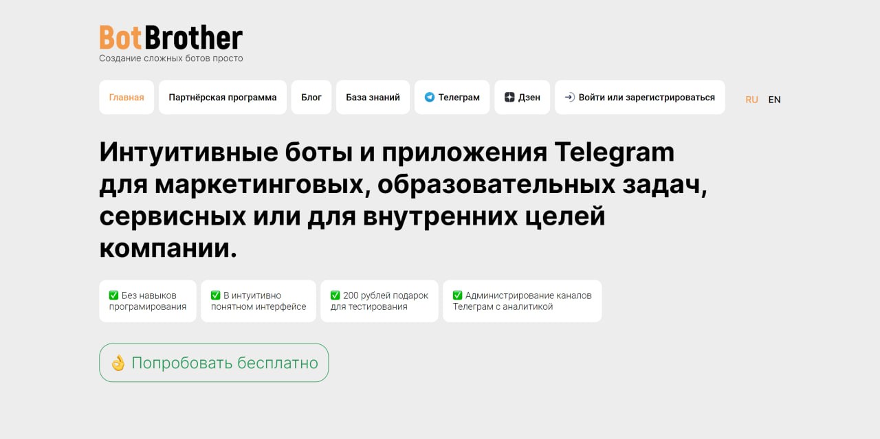 Создание и развитие сервиса Botbrother — скриншот 2